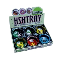 Glass Ashtray with Art Work - Rasta Leaf (6ct)
