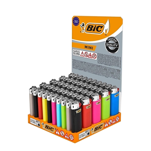 BIC (MINI) Disposable Lighters.  Display/50 (+3 Free)