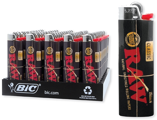 BIC Raw Black Disposable Lighters.  Display/50