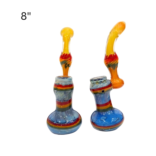 Glass Colored Gold Rasta Bubbler 8''