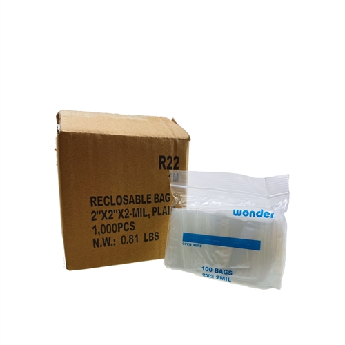 2x2  Clear Poly Bags   (1000ct)