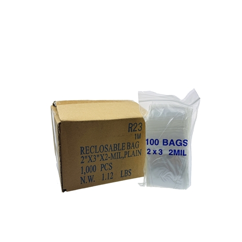 2x3  Clear Poly Bags   (1000ct)