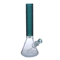 C1037   14'' 9MM Sandblasted Colored Neck Beaker Waterpipe
