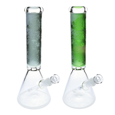 C2664-1 Beaker Base Frosted Skull Water pipe 13''