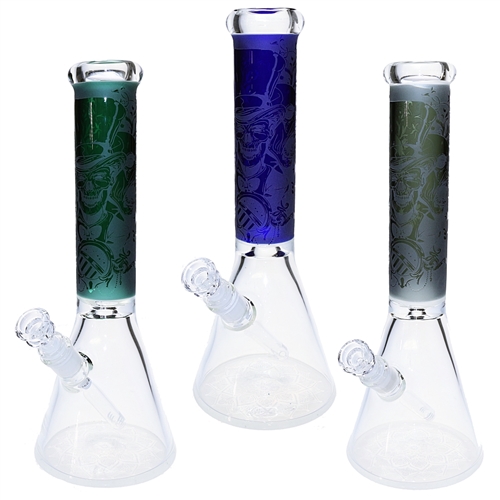 C2664-3 Beaker Base Frosted Skeleton Water pipe 13''