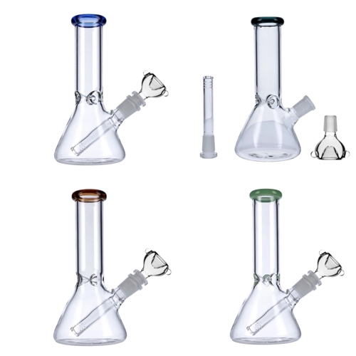 C4113   8'' Beaker Water Pipe With Colored Mouth Tip