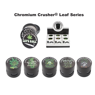Chromium Crusher 4Parts 2.25'' Grinder W/assorted Leaf Design
