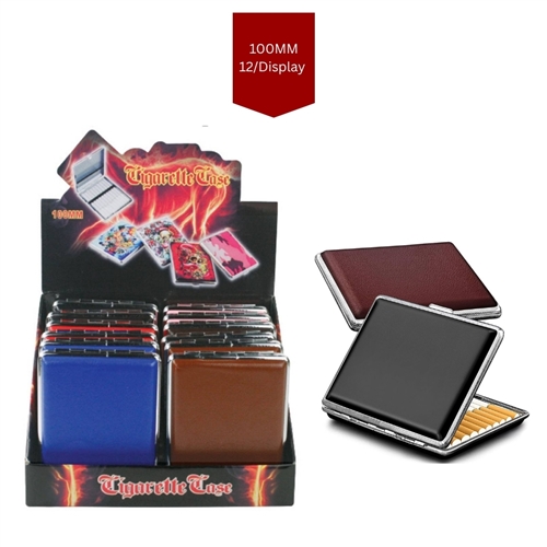 Cigarette Leather Case - 100mm - Assorted Colors (12/Display)
