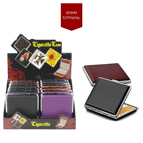 Cigarette Leather Case - 80mm - Assorted Colors (12/Display)