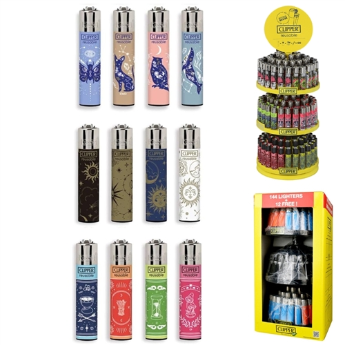 CLIPPER Lighter 3-Tier Display Mystical 144ct + 12 Free  (156 Lighters)