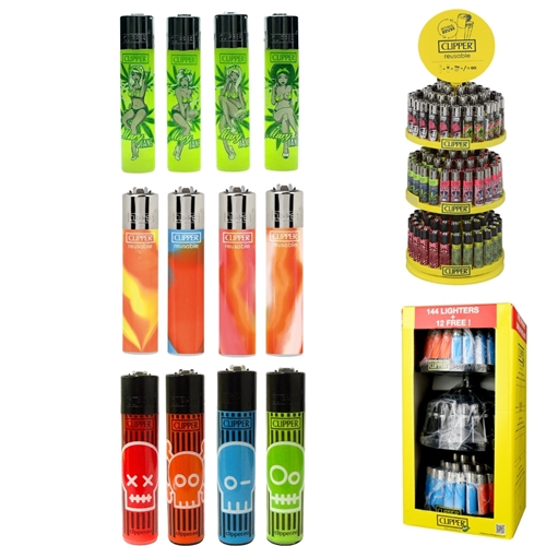 CLIPPER Lighter 3-Tier Display Orange 144ct + 12 Free  (156 Lighters)