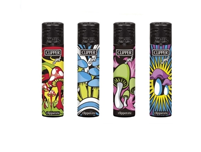 Clipper Jet Flame Lighters - Mushroom Design (48/Display)