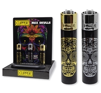 Clipper Metal Skulls Tone Refillable Lighter 12/Tray