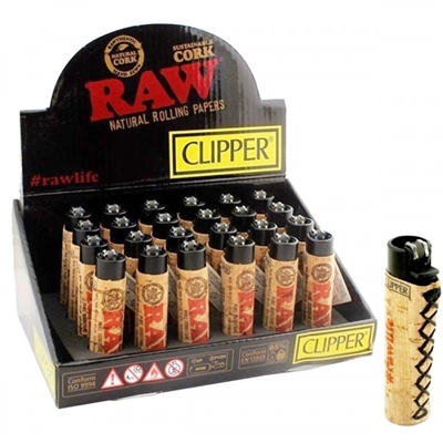 Clipper Natural Cork Lighters - RAW Logo Design (30/Display)