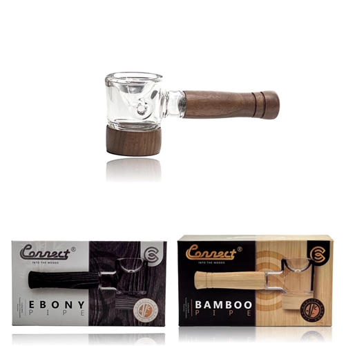 Connect Brand  - Wood with Glass Hand Pipe