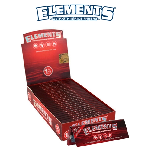 Element RED Hemp Rolling Papers 1Â¼ size. Box-25