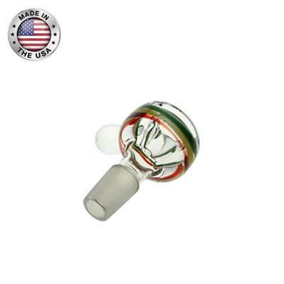 14mm Heavy Clear/Rasta Glass On Glass Bubble Bowl