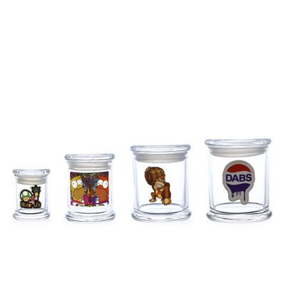 Airtight Glass Jar With Decals  Large 4.25''x3.5"