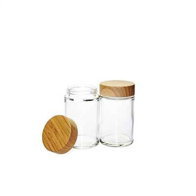 6oz Glass Straight Sided Jar - Child Resistant Bamboo Cap