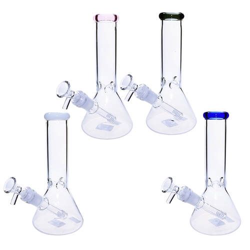 8'' Beaker Water Pipe With Colored Mouth Tip