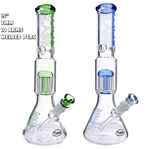 KGW-104   KOOS Glass 7MM Beaker Welded 10 Arms Perc 15"