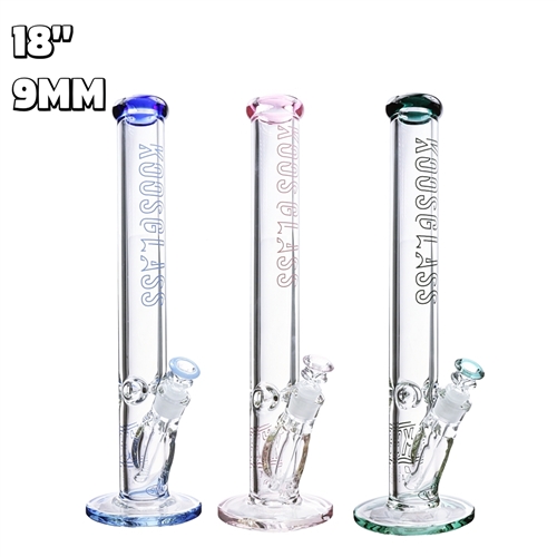 KGW-149   KOOS Glass 9mm Straight Tube Water Pipe  18"