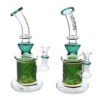 KGW-186   KOOS Glass Two Tone Engraved Water Pipe  Fixed  8.5''