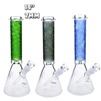 KGW-206    KOOS Glass Engraved 7mm Beaker Water Pipe  14"