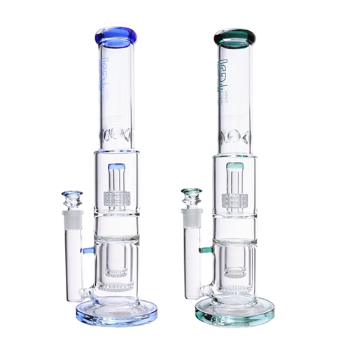 KOOS Glass  Water Pipe -Two Inverted Honeycomb and Showerhead Perc 17"