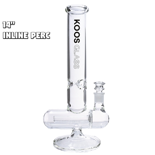 KGW-211    KOOS Glass  Water Pipe With Inline  Perc 14"