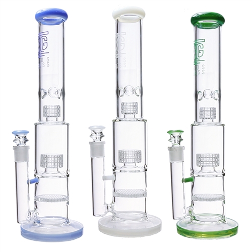 KOOS Glass  Water Pipe With Honeycomb and Matrix Perc 15.5"
