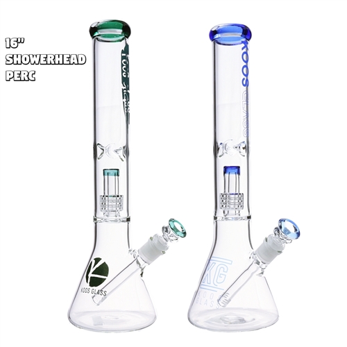 KGW-31    KOOS Glass Beaker Water Pipe With Showerhead  Perc 16"