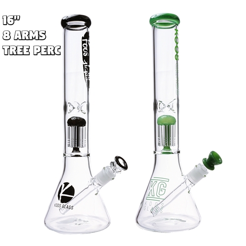 KGW-44    KOOS Glass Beaker Water Pipe With 8 Arms Perc 16"