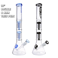 KGW-45    KOOS Glass Beaker Water Pipe - Double 8 Arms Perc 18"