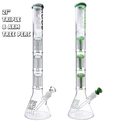 KOOS Glass Beaker Water Pipe - Triple 8 Arms Perc 21"