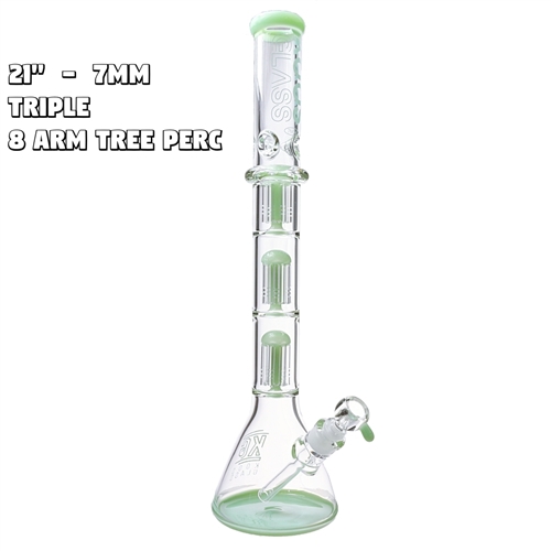 KOOS Glass 7mm Beaker Water Pipe - Triple 8 Arms Perc 21"