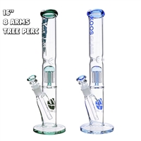KGW-51    KOOS Glass Straight Tube Water Pipe With 8 Arms Perc
