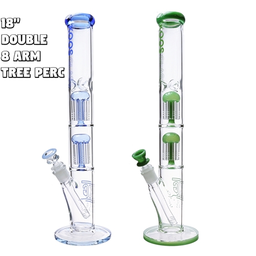 KOOS Glass Straight Tube With Double 8 Arms Perc 18''
