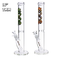 KGW-96    KOOS Glass  Straight Tube Decal Waterpipe  16''