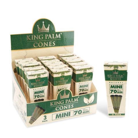 King Palm Natural 3pk Pre-Rolled Palm Cones 15ct Display - Mini Size 70mm