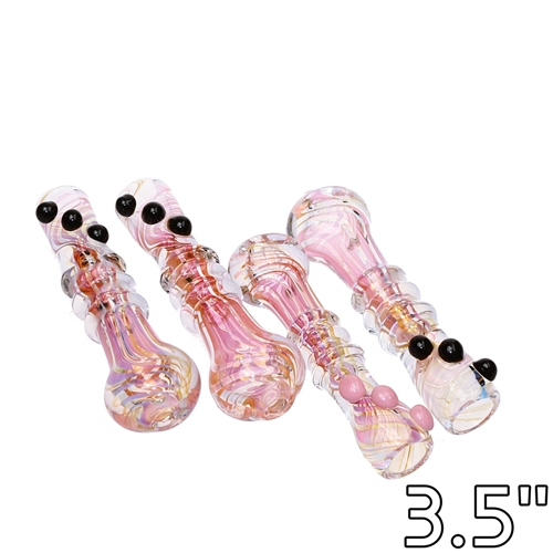 3.5" Slimy Dots Gold Fumed Heavy Chillum