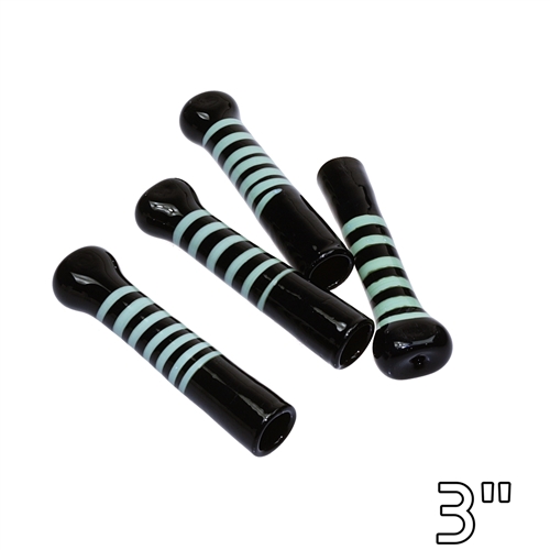 3" Black with Slime Stripe Glass Chillum (10ct)