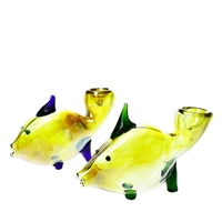 4.5'' Large Fish Shaped Gold Fumed  Hand Pipe