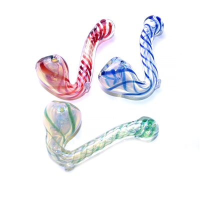 LT-HP101 4'' Fumed Colored Lines Sherlock Pipe