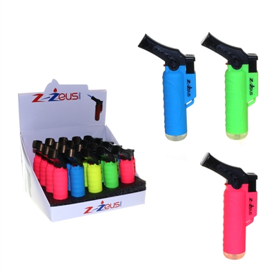 Z-ZEUS 4" SIDE TORCH LIGHTER WITH CAP -Rubber 20Ct