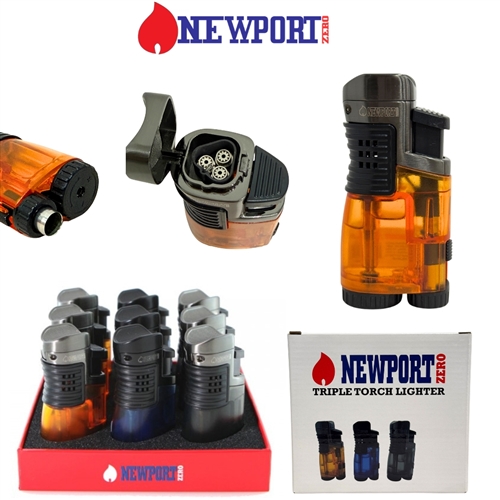 Newport Zero Triple Flame Torch with Cigar Puncher (9ct / Display)