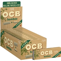 OCB Bamboo 2 in 1  1Â¼ size Rolling Papers With Tips  Box-24