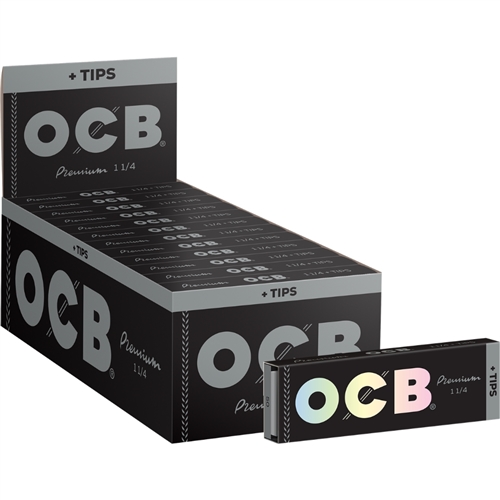 OCB 2 in 1  1Â¼ size Rolling Papers With Tips  Box-24