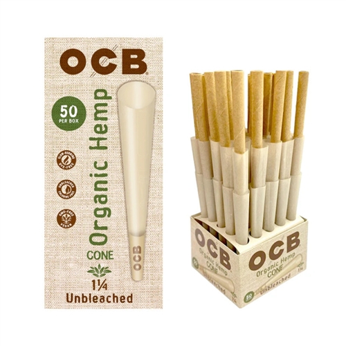 OCB Organic Unbleached Cones 1 1/4 - (50 per Box)