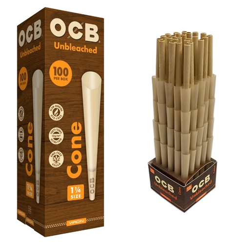 OCB Unbleached Cones 1 1/4 - (100 per Box)